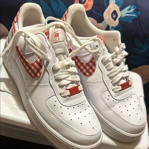 Nike Air Force 1 White with Red Checkered Detail